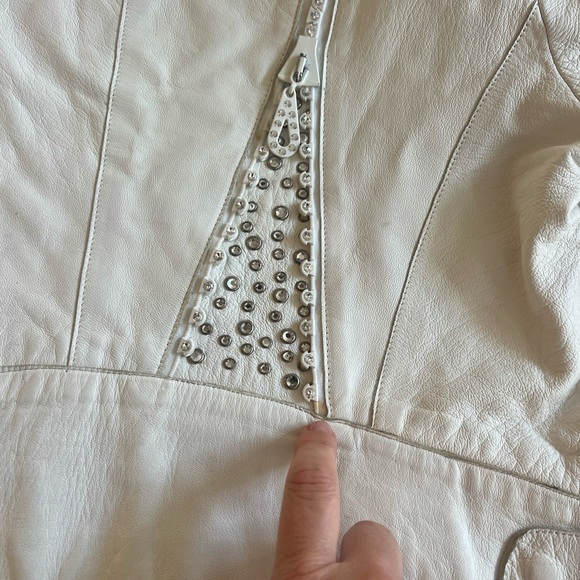 Kippy's Women's Jacket White 100% Leather BLING Size 8 - Picture 9 of 15